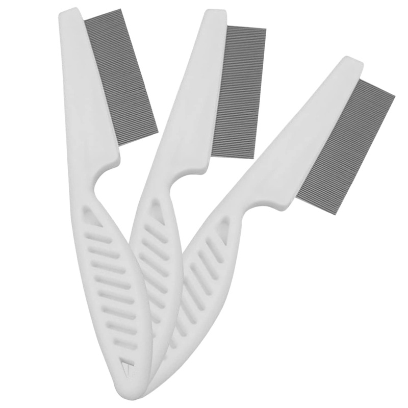 Flea Comb for Dogs and Cats – Pet Lice Comb Remove Fleas and Flea Eggs – Tear Stain Remover – Pet Comb for Detangling and Dematting Face & Paws – Dog Comb, Cat Comb – 3 Pack White