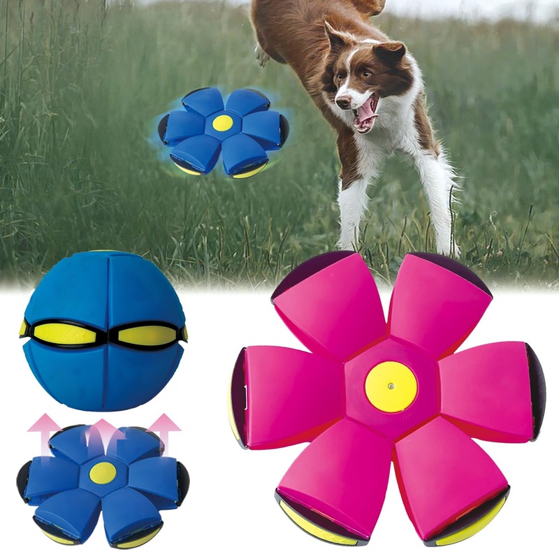 FlidRunest 2PCS Pet Toy Flying Saucer Ball, Flying Saucer Ball Dog Toy with 3 Light for Interactive Dog,Cats, Children’s Foot Ball,Outdoor Games,Camping Games