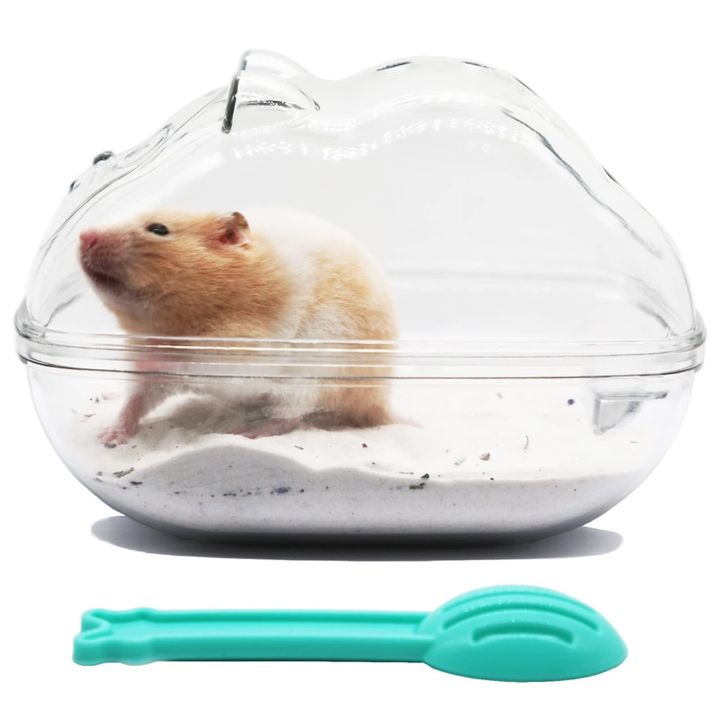 Hamster Sand Bath Container, Hamster Bathtub with Cleaning Scoop, Big Space, Easy to Clean, for Dwarf Hamster, Gerbil, Small Animals S 5.1*3.6*3.6 inches