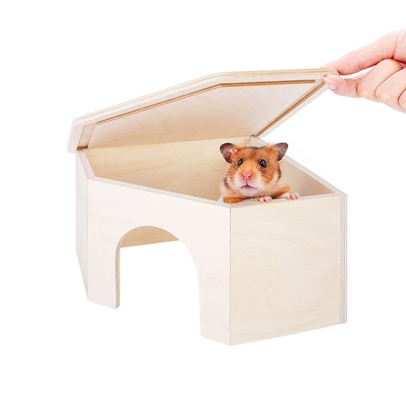 Niteangel Birch Chamber-Maze Hamster Hideout – Small Pets Woodland House Habitats Decor for Hamster Mice Gerbils Mouse 1 Chamber Hideout-Large
