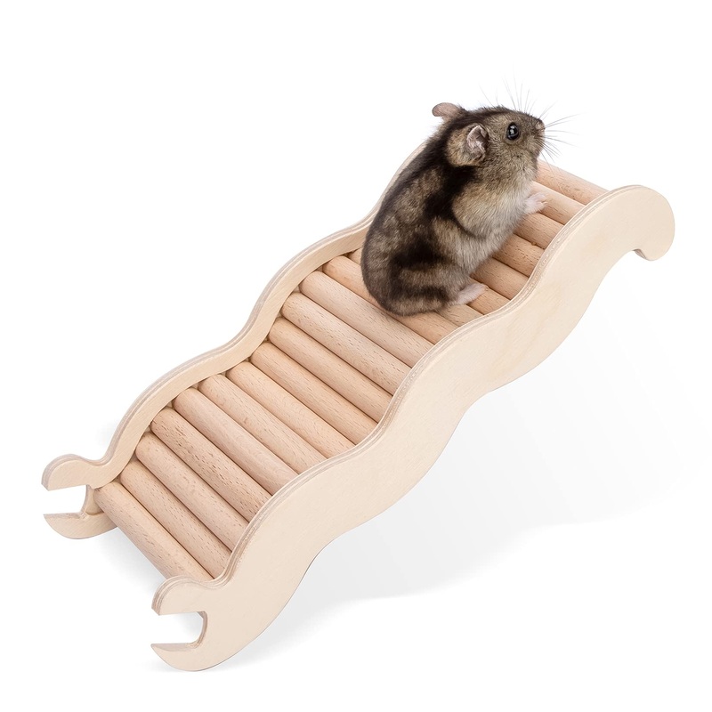 Niteangel Hamster Climbing Toy Wooden Ladder Bridge for Hamsters Gerbils Mice and Small Animals (Medium – 8.26” L)