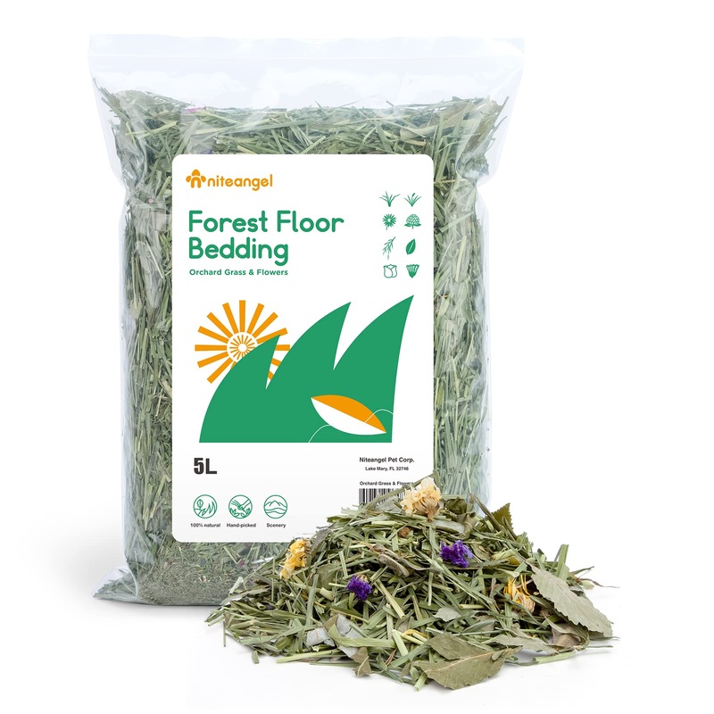 Niteangel Natural & Soft Hamster Bedding Mate Small Animal Habitat Decor for Syrian Dwarf Hamsters Gerbils Mice Degus Bunny or Other Small-Sized Pet (Orchard Grass & Flower) Orchard Grass & Flower