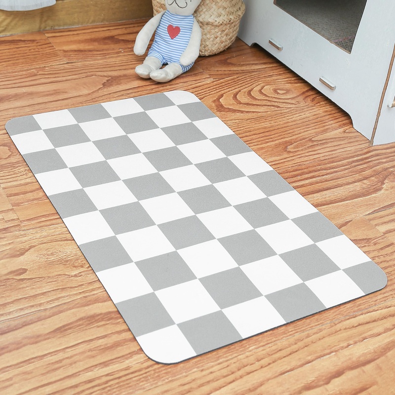 Ralxion Checkered Dog Feeding Mat, Absorbent Mats for Dog Food and Water Bowl, Dispenser, Retro Modern Aesthetic Preppy Grey Checkerboard Pet Placemat for Dogs, Cats, Puppy Accessories, 12″ X19 Grey Checkered 12*19