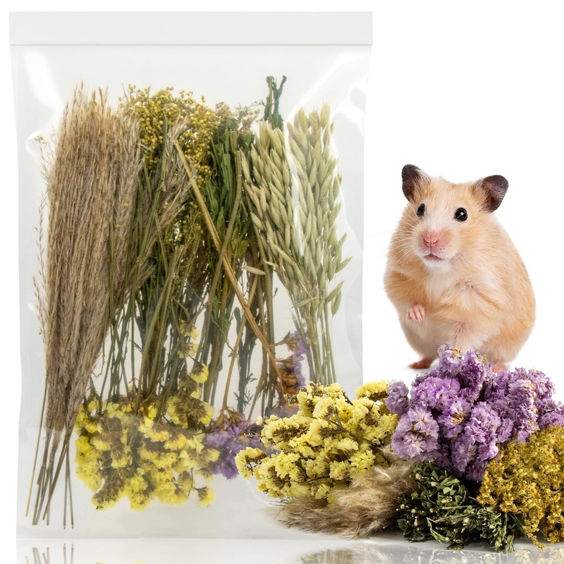 Sukh Herb Bedding Habitat Decor – Natural Flower Habitat Decor Natural Hamster Bedding Mate Natural Hamster Sprays Hamster Cage Decor for Guinea Pig,Dwarf Hamster,Golden Bears Or Other Small Pets