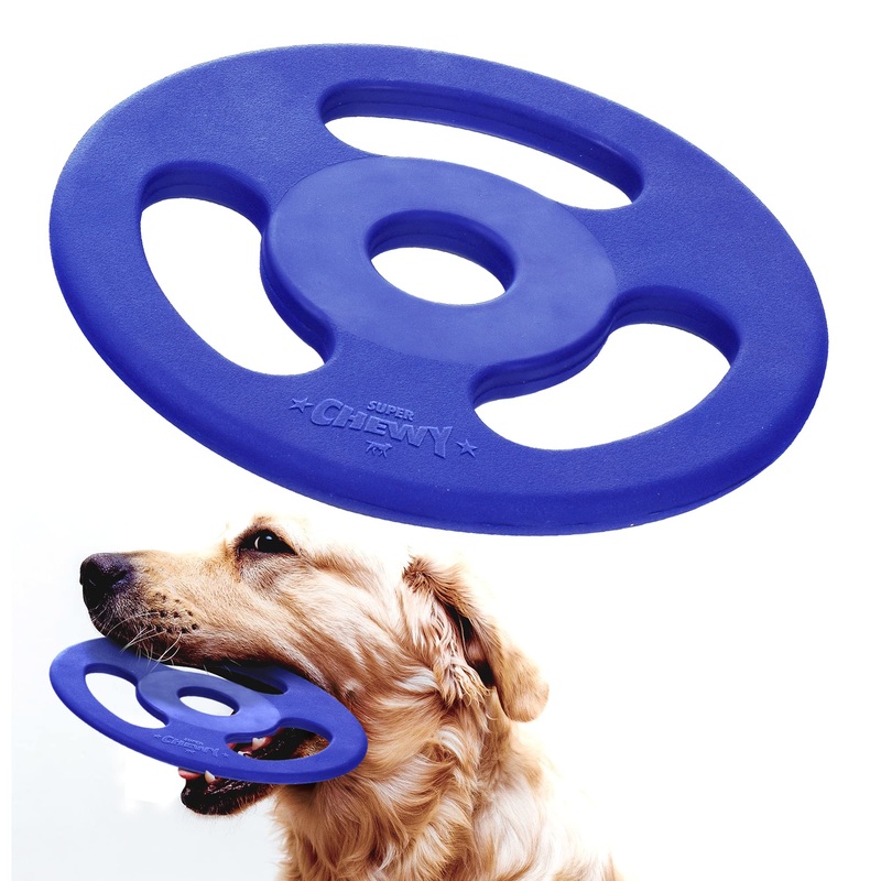 SuperChewy Tough Tug-of-War Flying Disc Toy | Lifetime Replacement | Strong Natural Rubber | Great Tug Disc Fetch Toy for Dogs | Ultra Durable Chew Toy for Aggressive Chewers | for All Breeds Tug Frisbee
