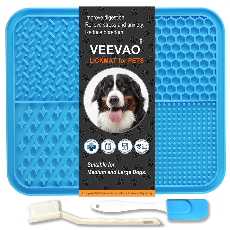 XL Lick mat for Large Dogs Breed, 12″10″ Food Grade Silicone Dog Lick Mat with Suction Cups, Lick Matts for Large Dogs Anxiety Reliever, Peanut Butter Lick Mat for Boredom Breaker (BLUE) XL BLUE