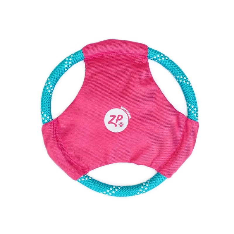 ZippyPaws – Rope Gliderz Durable Outdoor Dog Toy Flying Disc – Magenta