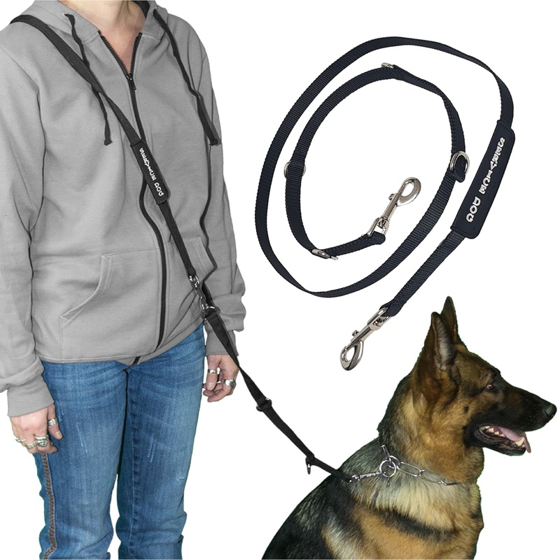 ActiveDogs Hands Free Dog Leash Crossbody 7.5ft – Adjustable 4-Point Hands Free Leash with Service Dog Wrap for Increased Mobility & Training – Strong 3/4″ Nylon & Double Stitched, Black 7.5′
