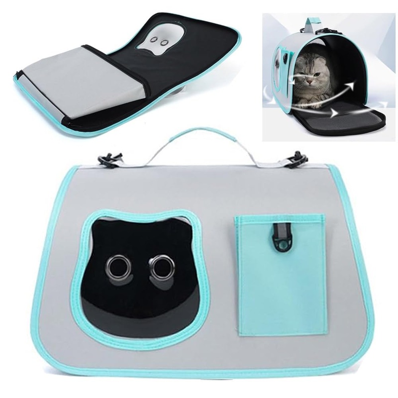 Cat Bag for Going Out, 17 * 10inch Portable Tote Hundred Pet Bag, Large Capacity Shoulder Slanting Cross Cat Dog Bag Blue