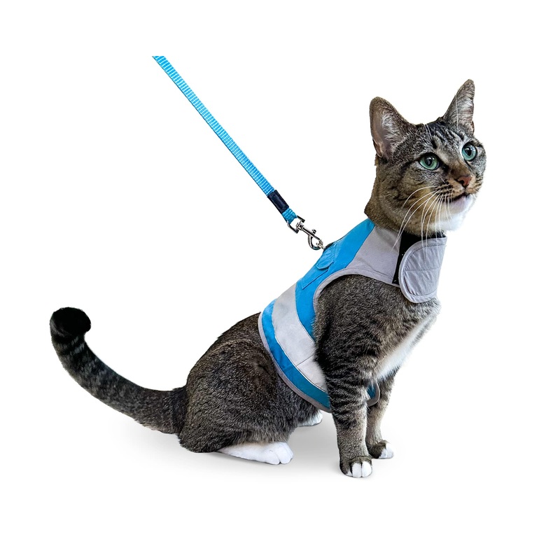 Cat Harness and Leash Set for Outdoor Walks, Training, and Travel – Secure, Soft, Comfortable Cat Vest Harness with 10′ Long Cat Leash – Easy to Use with Step-by-Step Instructions M/L