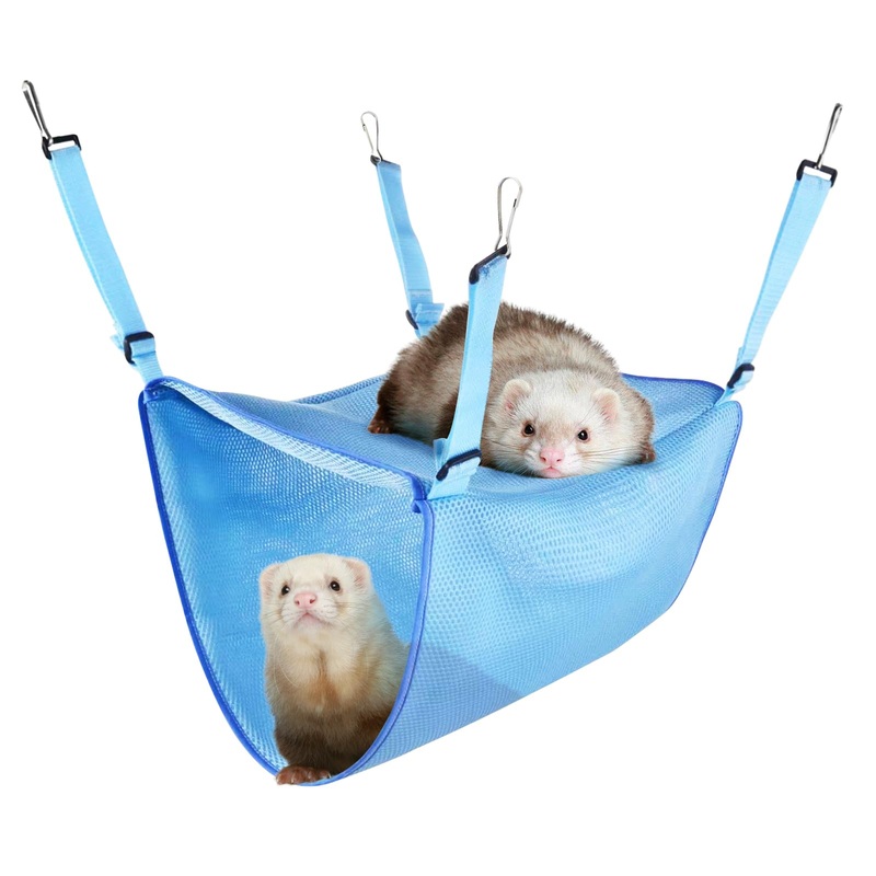 Ferret cage accessories Hammock,Summer Cooling ferret hammock passageway ,Large ferret hammock with Wider adjustable rope,Double-Layer Hammock for Ferret rat Guinea Pig and chinchilla 14 * 10 * 6 in