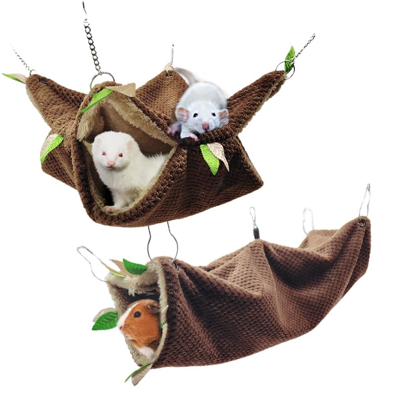 Ferret Rat Hammock Tunnel Toys Cage Accessories, Guinea Pig Hideout Tunnel, Warm Bed for Rat Ferret Guinea Pig Sleep Hide and Play (1.Hammock&Tunnel) 1.Hammock&tunnel