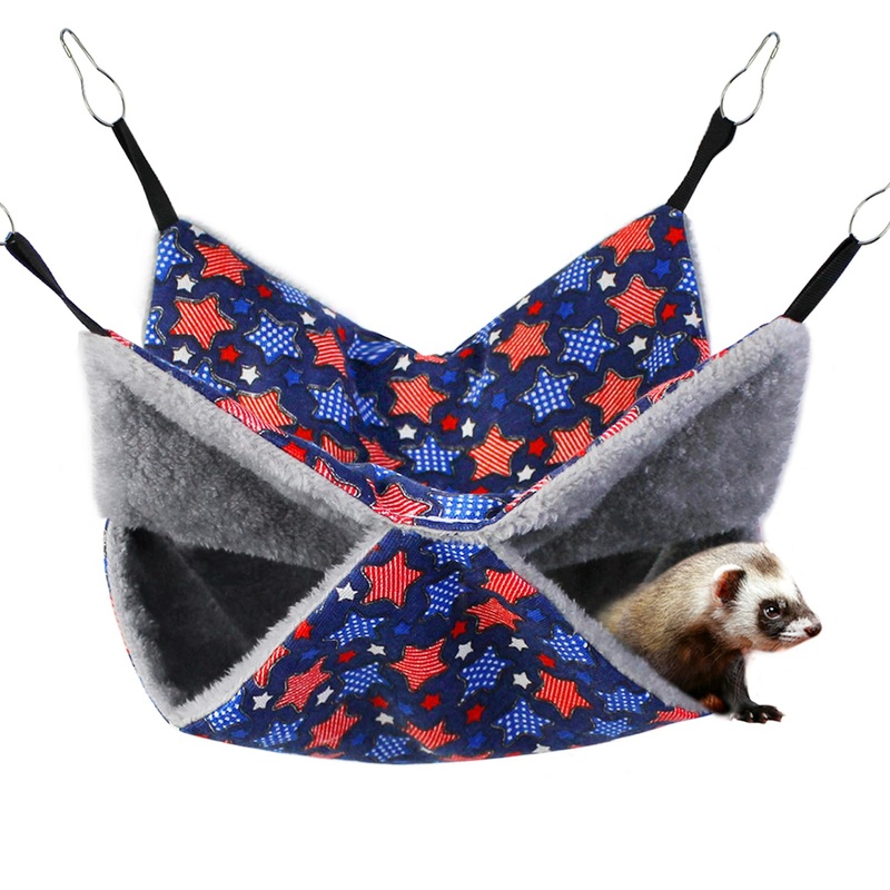 Guinea Pig Hideout Toys Ferret Hammock Rat Hammock Large,Small Animal Chinchilla Bed for Hamster Tunnel Squirrel Sugar Glider Cage Accessories Set Hanging for Hide,Single Hammock,Blue