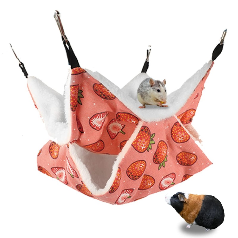 Guinea Pig Rat Ferret Hammock and Warm Bed Small Pet Hideout Tunnel Cave Hanging Bunkbed Hammock Cage Toy for Hamster Sugar Glider Squirrel (1.Hammock) 3.Hammock