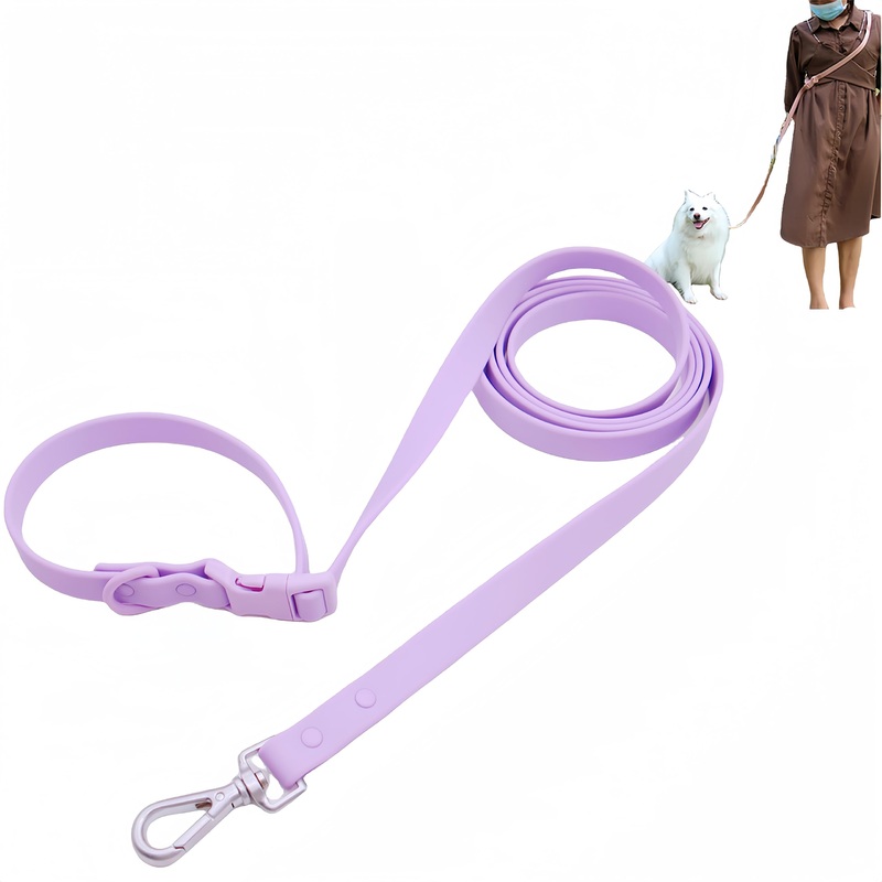 Hands Free Dog Leash, 4-7.5 FT PVC Waterproof Multifunctional Dog Leash Adjustable Lengths for Handless Walking Training Running with Cross Body, Over Shoulder, Waist and Belt Leash (Pale purple) Pale purple
