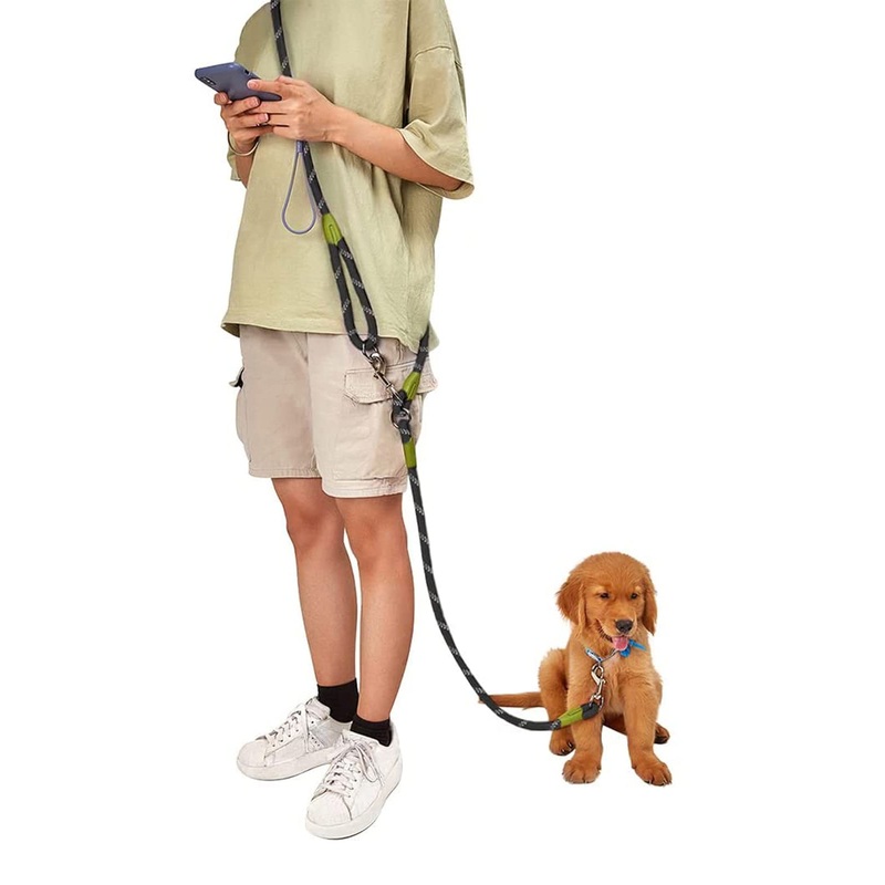 Hands Free Dog Leash 7.5ft Rope Crossbody Dog Leash Reflective for Large Medium Dogs Walking, Jogging and Running one leash