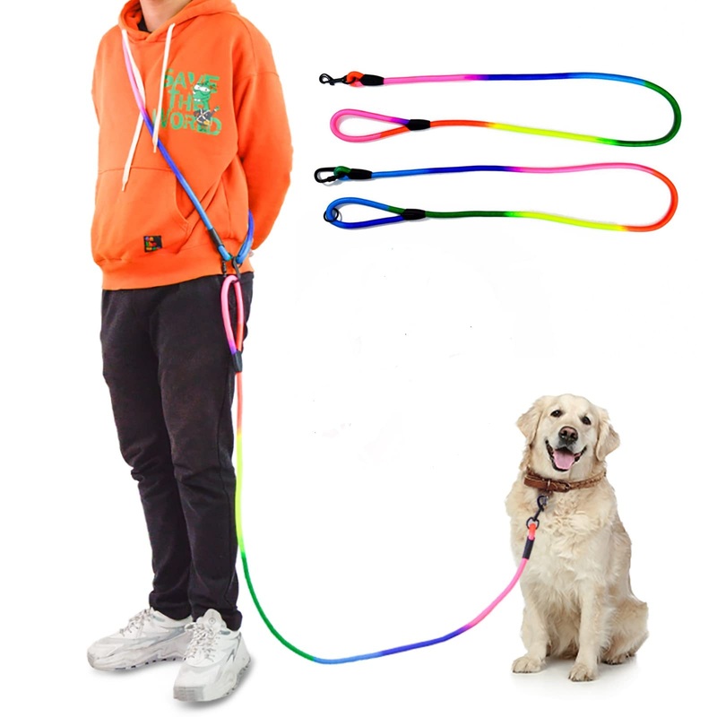 Hands Free Dog Leash 9.8ft Rope Crossbody Dog Leash Reflective for Large Medium Small Dogs Walking, Jogging and RunningDog Training Leash (Rainbow, 9.8Ft) Rainbow