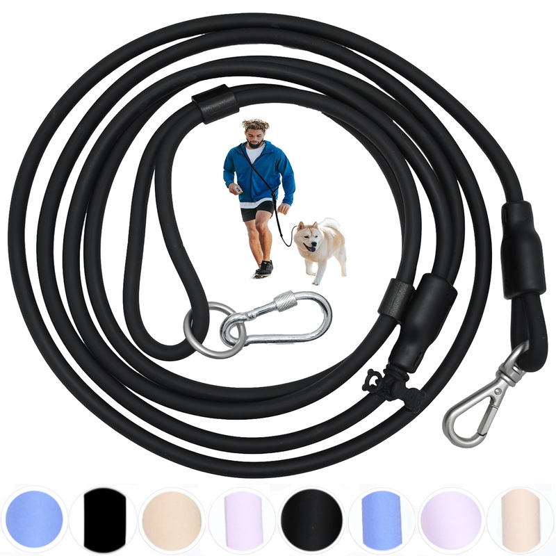 Hands Free Dog Leash Crossbody Dog Leash 8 Feet 9-in-1 Multifunctional Waist Leash for Dog Walking Adjustable Waterproof Dog Leash for Running Walking Jogging (Large, 20-120 lbs, Matte Black) Large – 8 Feet – 9mm Diameter – 20-120lbs