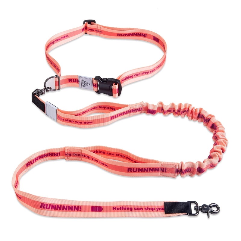 Hands Free Dog Leash with Waist Belt Lifetime Replacement, Dual Handle Bungee Leash for Running, Jogging, Hiking and Walking, for Medium and Large Dogs 5118 Hot Pink