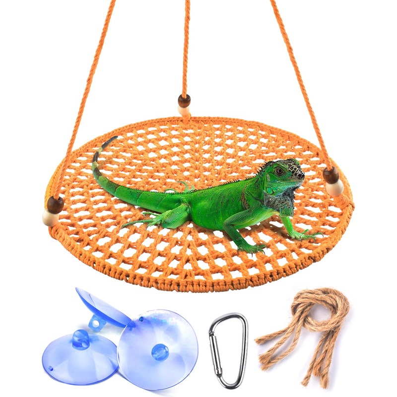 KATUMO Reptile Hammock, Bearded Dragon Hammock Reptile Swing Bed Reptile Lounger Terrarium Hanging Hammock for Bearded Dragon Lizard Snake Gecko Chameleon Parrot Hamster Small Pets Orange