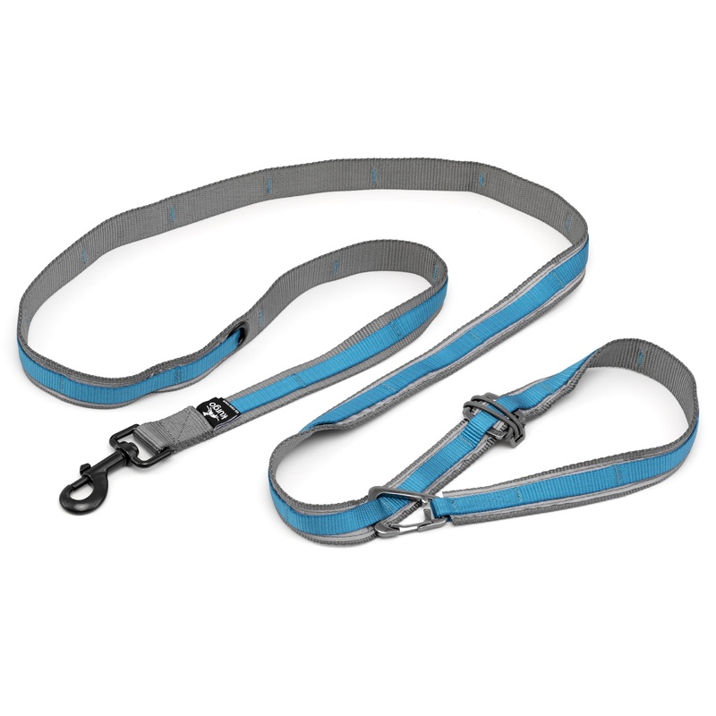 Kurgo 6 in 1 Quantum Leash, Hands Free Leash for Dogs, Running Belt Lead, Crossbody & Waist Belt Style, Reflective, Carabiner Clip, for Training, Hiking, or Jogging, 4 colors Blue