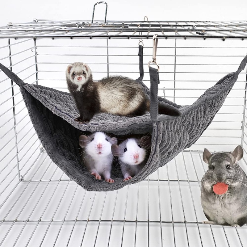 Large Ferret Hammock, Hanging Tunnel Bed for Cage Fit Rats Chinchilla – Grey