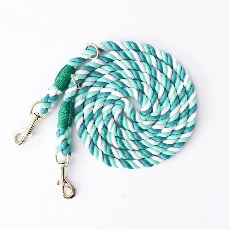 Multifunctional Rope Dog Leash 7.5 FT with Adjustable Double Swivel Hook Hands Free for Small Medium and Large Dogs Running Hiking Camping Walking (Green) Green
