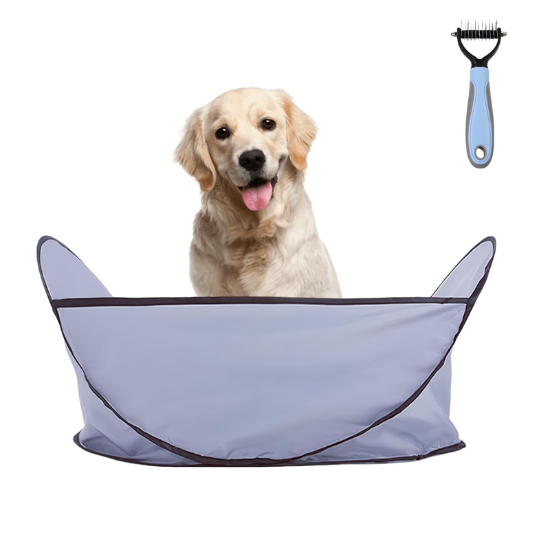 Pet Grooming Tools Pet Trim Playpen tent Fence/Foldable Dog Pool depilation Keep The Floor Clean Light Blue Cat Hair/Dog Hair Catcher Indoor Outdoor Haircleaning Trimming Tool and Comb