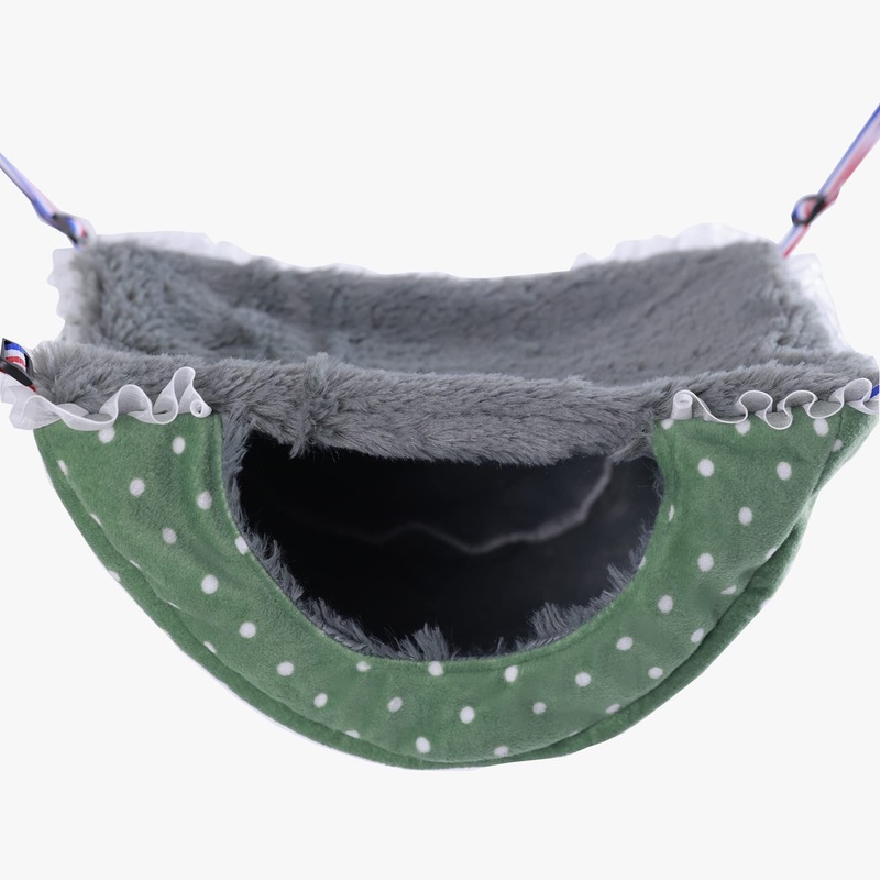 Small Pet Cage Hammock,Ferret Hanging Bunkbed Hammocks Rat Warm Hideout with Pleated Lace Trimming(Green) Green