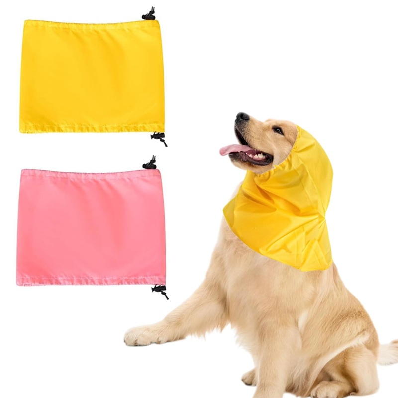 2 Pack Dog Bath Cap Waterproof Dog Snood Rain Hat Ear Protection Shower Cap Dog Ears Headband Dog Ear Covers for Swimming Dog Ear Wrap for Snow Rain (Pink+Yellow) Pink+Yellow