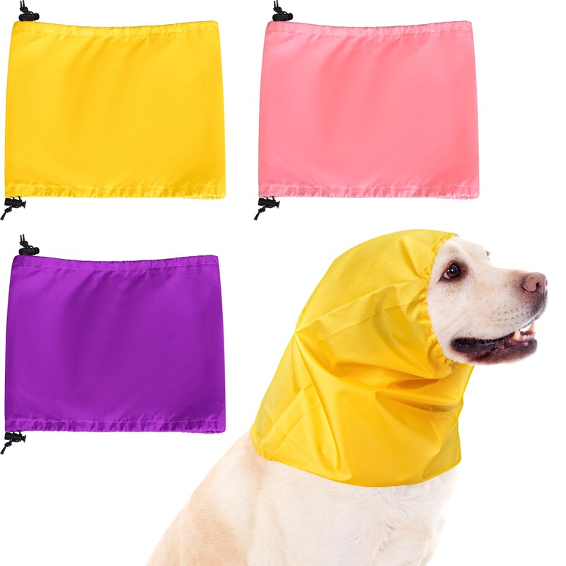3 Pcs Dog Bath Cap Waterproof Dog Ear Protection Bathing Cap Dog Ears Headband Dog Snood Rain Hat Dog Ear Covers for Bath Dog Ear Wrap for Show Rain, 3 Color