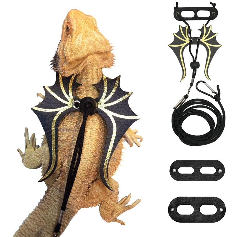 ADOGGYGO Bearded Dragon Lizard Leash Harness – 3 Size Pack Dinosaur Wing Lizard Harness Leash for Bearded Dragon Lizard Reptiles