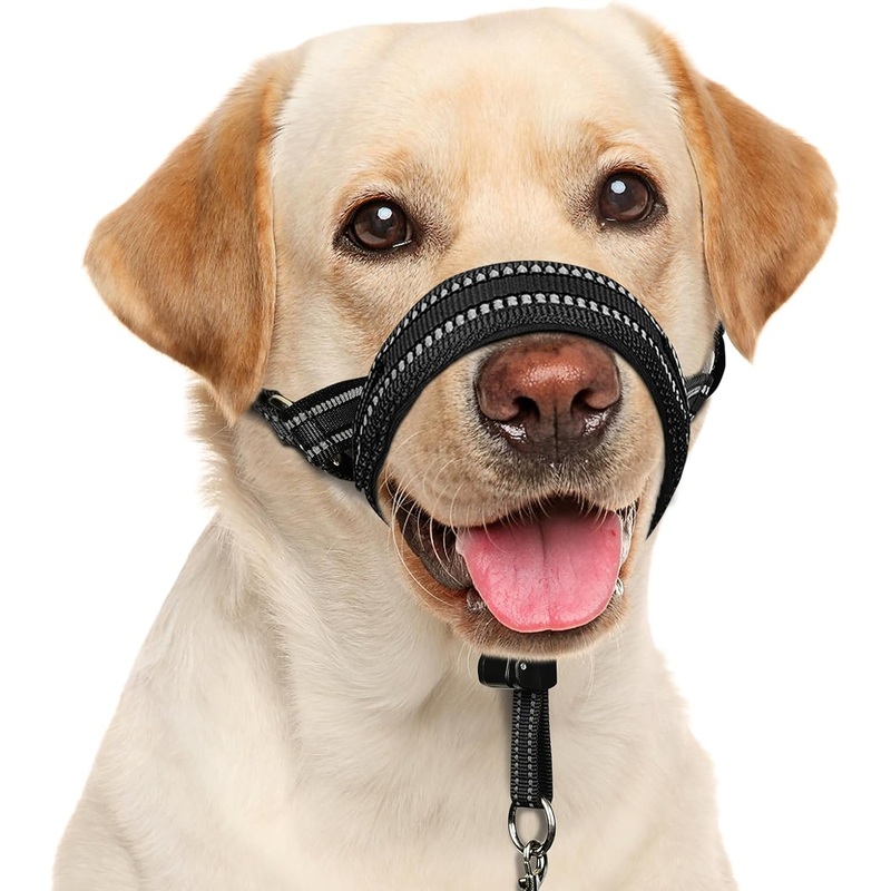 BARKLESS Dog Head Collar, No Pull Soft Head Halter with Safety Clip for Heavy Pullers, Strong Dog Training Halter Stops Pulling for Walking Medium Large Dogs XL Black