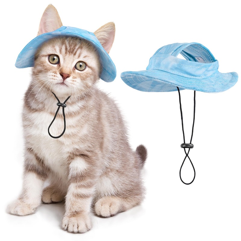 Cat/Dog Hat for Cats Only with Adjustable String Pet Hat Small Pet for Small and Medium Cats Birthday Party Costume Decoration (Medium, Blue)
