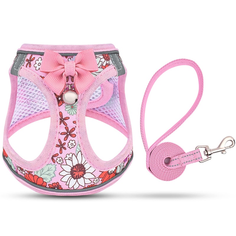 Cat Harness and Leash Escape Proof for Walking, Adjustable Soft Kitten Harness with Reflective Straps Step in Cat Vest Harness for Small Kitten and XS Dogs (Pink, XS-Chest(10.2″-11.8″)) XS-Chest(10.2″-11.8″) Pink
