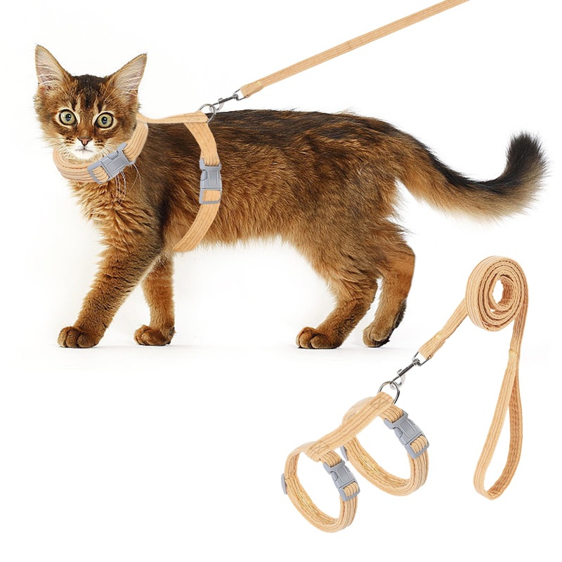 Cat Harness, Safety Leash Set for outings and Travelling to Prevent Cats from Escaping – Adjustable Kitten Safety Leash, Soft and Comfortable for Small and Medium Sized Cats (Yellow, M) yellow
