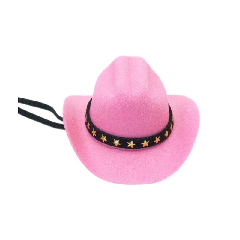 Cowboy Pet Hat Cosplay Cap for Dogs and Cats Six Colors (Pink, Medium) Small Pink