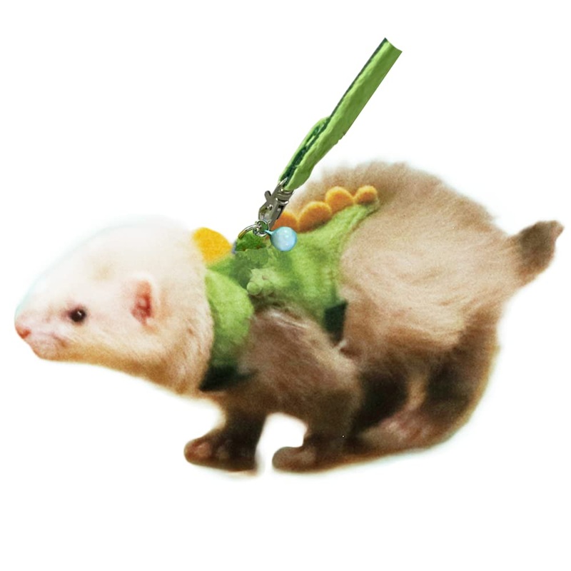 Ferret Harness and Leash Set Small Animals Vest Harness with Safe bell Dinosaur Shaped Walking clothes for Baby Rabbit Guinea pig Teacup Chihuahua Mouse and other small pet (B) B