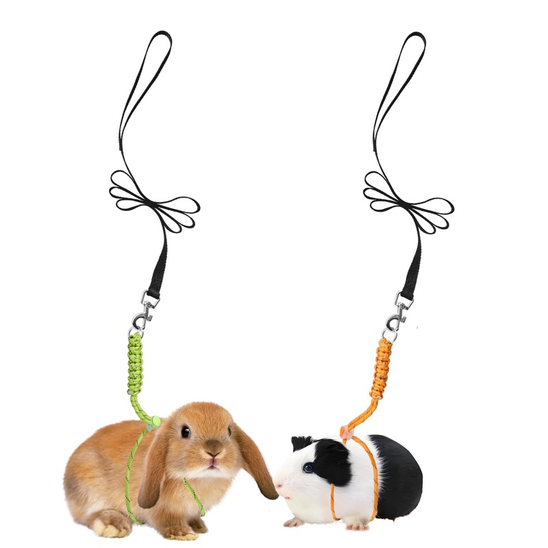 Handmade Figure 8 Harness and Leash for Ferrets/Bearded Dragons/Guinea Pigs/Rats/Chinchillas/Reptiles/Birds/Squirrels/Small Animals Pets up to 15lb Green+Orange