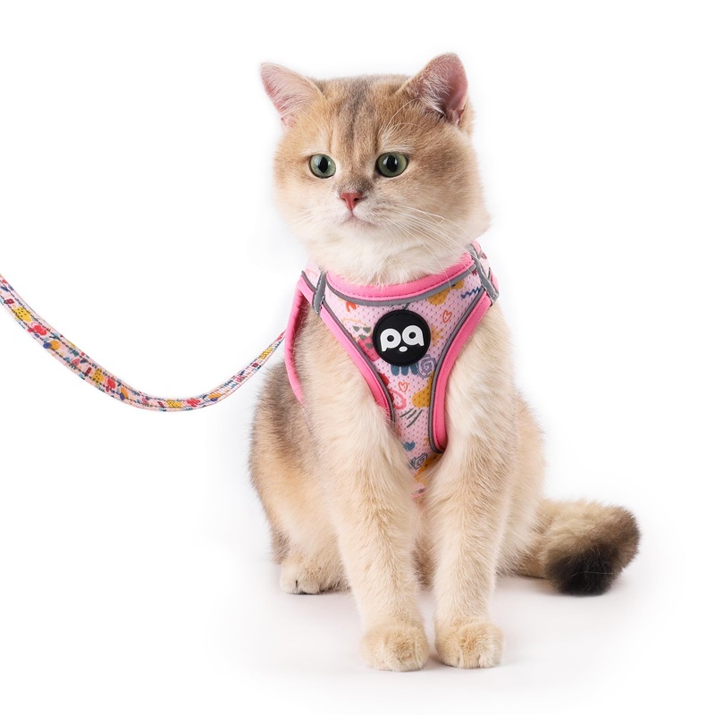 QQPETS Cat Harness and Leash Set for Walking Escape Proof, Safe Adjustable Kitten Vest with Reflective Strips, Easy Control Soft Mesh Lightweight Jacket (Stars Pink, XS(Chest 12.6-14.1)) XS(Chest 12.6-14.1) Stars Pink