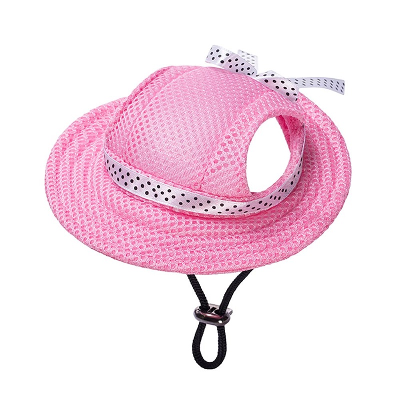 Round Brim Princess Hat Visor Hat Pet Dog Mesh Porous Sun Hat with Ear Holes for Small, Extra Small Dog Teddy, Pug, Chihuahua, Shih Tzu, Yorkshire Terriers, Papillon Pink S S(head width: 4.33″ circumference:12.59″)