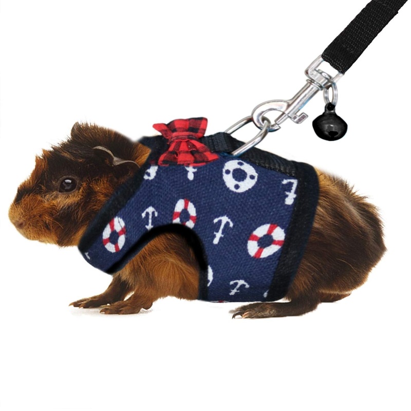 Rypet Ferret Harness and Leash – Soft Mesh Small Pet Harness with Safe Bell, No Pull Comfort Padded Vest for Guinea Pig, Hamster, Rats and Similar Small Animals Medium Navy Blue