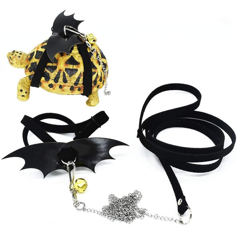 Turtle Harness and Leash with Wings Tortoise Leash Lizard Leash Tortoise Harness Strap Small Animal Adjustable Collar Leash Walking Lead Control Rope Pet Harness Leash (S (3.1” – 7.1”),Black) S (3.1” – 7.1”) Black