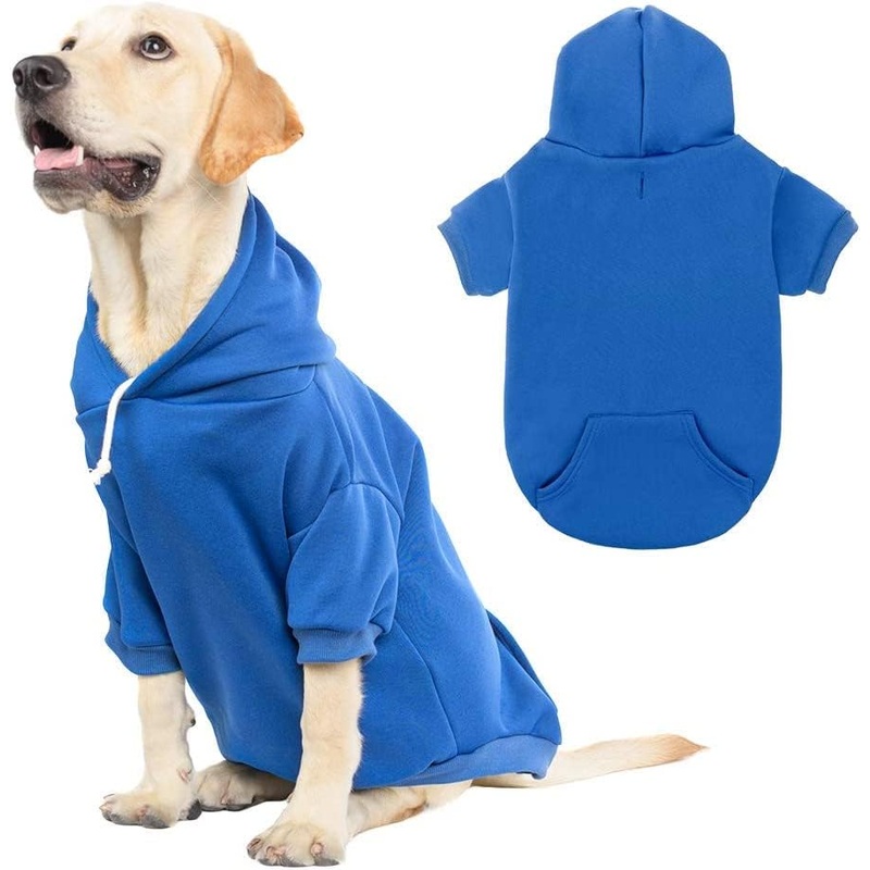 Basic Dog Hoodie – Soft and Warm Dog Hoodie Sweater with Leash Hole and Pocket, Dog Winter Coat, Cold Weather Clothes for XS-XXL Dogs X-Large (Pack of 1) Blue
