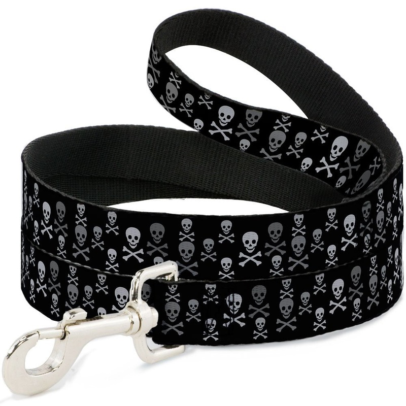 Buckle-Down Pet Leash – Multi Skull Black/Gray – 6 Feet Long – 1″ Wide