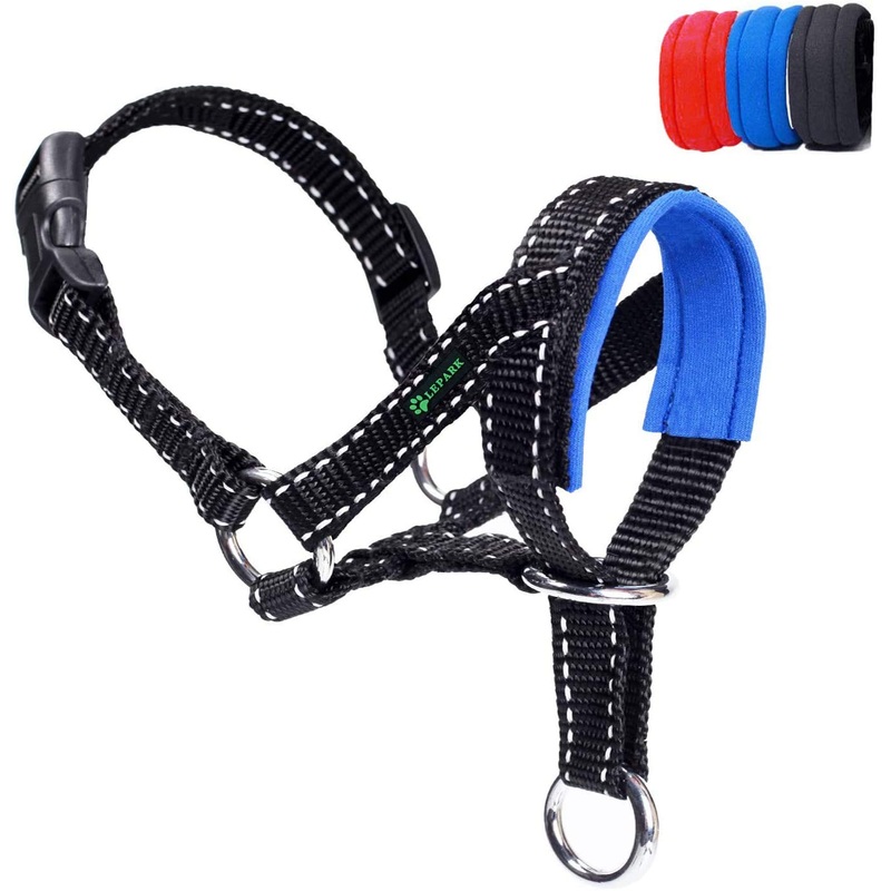 Dog Head Halter with Reflective Safety Strap Stop Dog’s Pulling, Dog Head Collar for Small Medium Large Dogs(S,Blue)