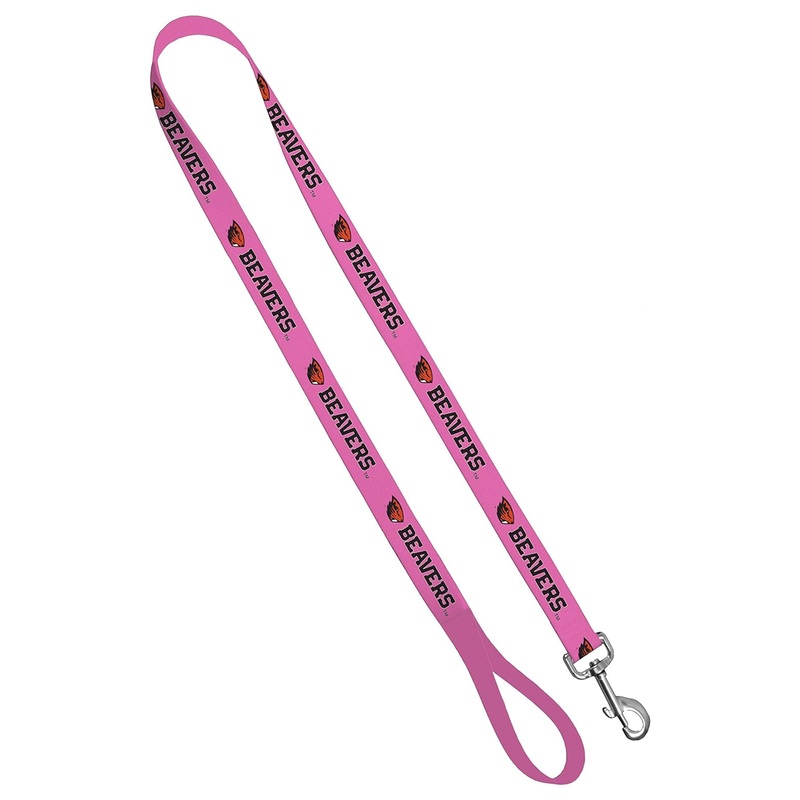 Dog Leash  Oregon State University Beavers Pet Leash, Made in the USA  1 Inch Wide x 4 Feet Long, Beaver on Pink 1 inch by 4 feet