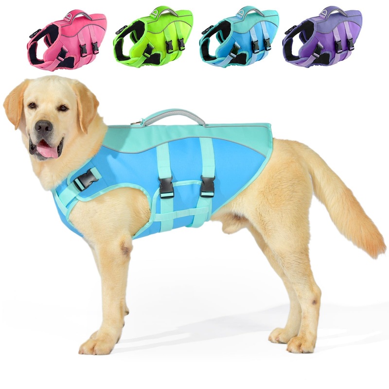 Dog Life Jacket Small, Reflective Dog Life Vest for Swimming Boating, Dog Swim Vest with Superior Buoyancy & Rescue Handle, Adjustable Dog lifejacket for Small Dogs (Blue,XS) X-Small (Chest Girth:11.8-16.5”) Turquoise & Blue