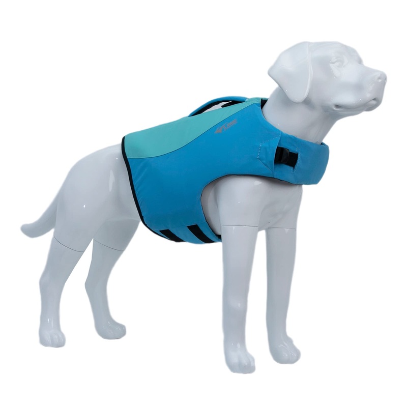 Dog Life Jacket, Sport Style Dog Float Coat with Excellent Buoyancy, Stylish Dog Swimming Safety Vest with Rescue Handle for Small Medium Large Dogs Turquoise L L (Bust 27″-32″)