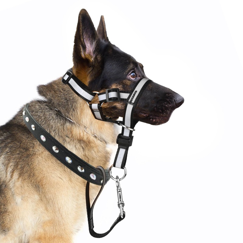 Dog No Pull Head Collar, Dog Gentle Leader Over The Nose Dog Leash Adjustable Dog Head Halter Anti-Pull Muzzle Leash Nose Strap for Dog Easy to Control When Walking (Size L) Size L